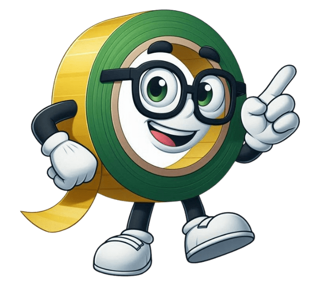 Pillar Tapes mascot Rolly, an animated roll of tape come to life